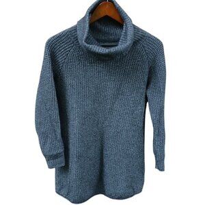 TOAD & CO Gray/Blue Tunic Wool Turtleneck Sweater EUC